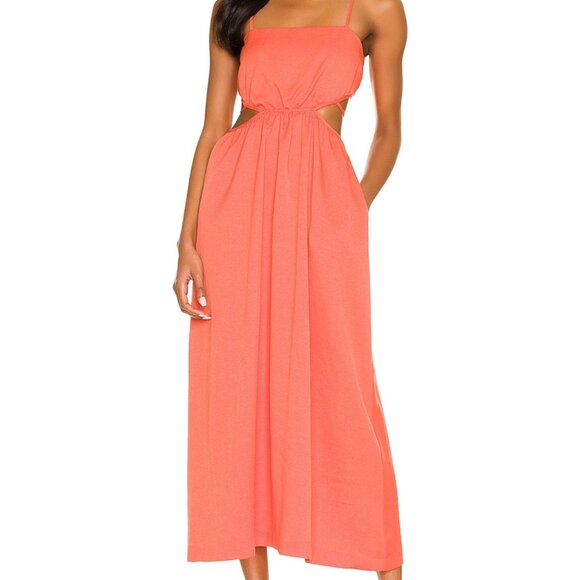 NWOT Line & Dot Skylar Maxi Dress In Tangerine US M - Picture 1 of 12